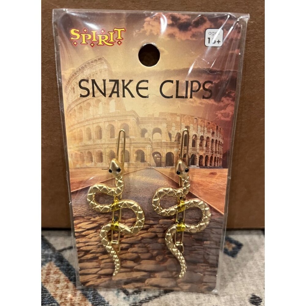 Spirit Halloween Gold Tone Snake Hair Clips Roman Times Serpents Barrettes NEW‎